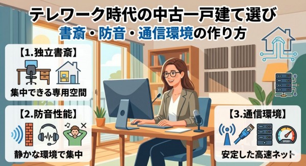 テレワーク時代の中古一戸建て選び｜書斎・防音・通信環境の作り方