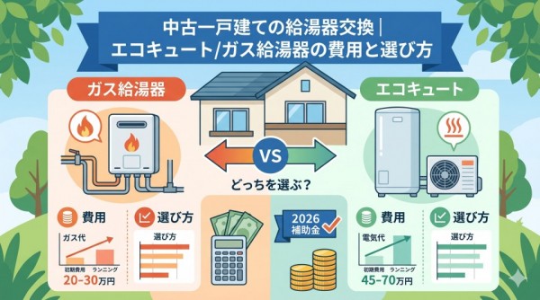 中古一戸建ての給湯器交換｜エコキュート/ガス給湯器の費用と選び方