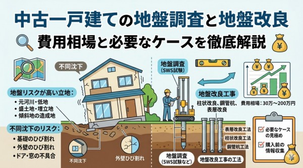 中古一戸建ての地盤調査と地盤改良｜費用相場と必要なケースを解説