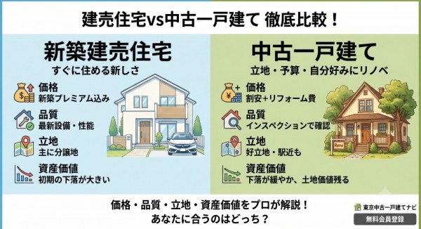 建売住宅vs中古一戸建て｜価格・品質・資産価値を徹底比較