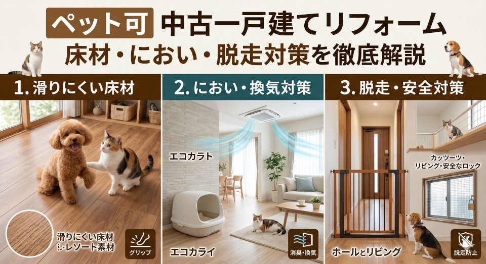 ペット可の中古一戸建てリフォーム｜床材・におい・脱走対策を徹底解説のイメージ画像