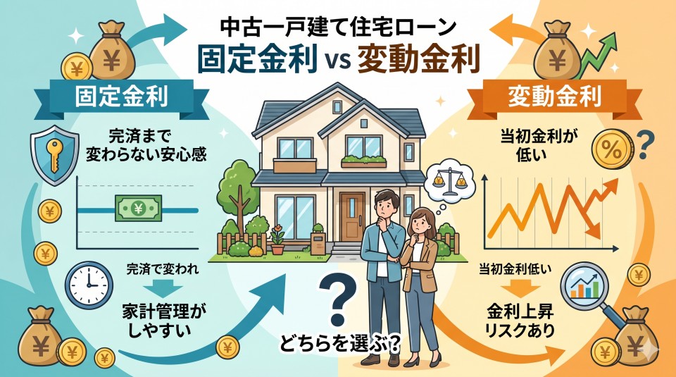 中古一戸建ての固定金利vs変動金利|どちらを選ぶべきか徹底比較のイメージ画像