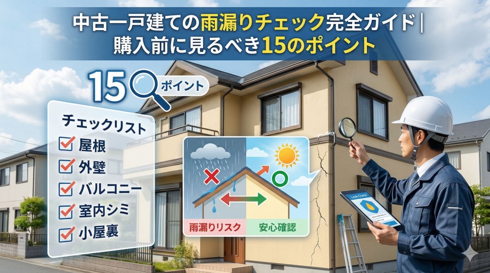 中古一戸建ての雨漏りチェック完全ガイド|購入前に見るべき15のポイントのイメージ画像