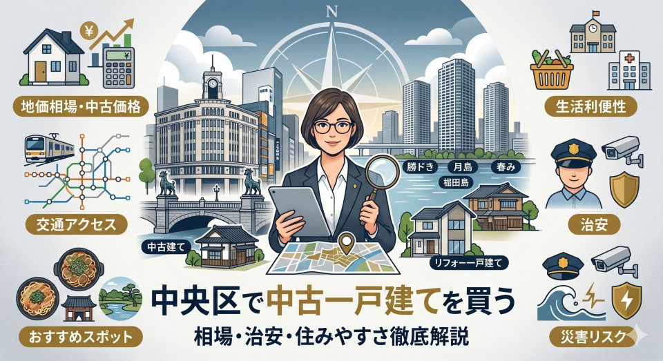 中央区で中古一戸建てを買う｜相場・治安・住みやすさ徹底解説のイメージ画像