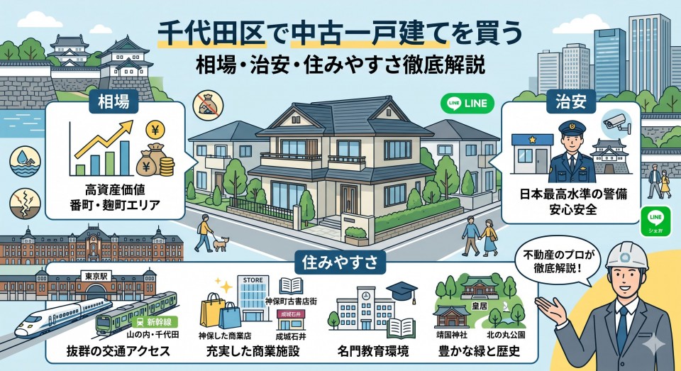 千代田区で中古一戸建てを買う｜相場・治安・住みやすさ徹底解説のイメージ画像