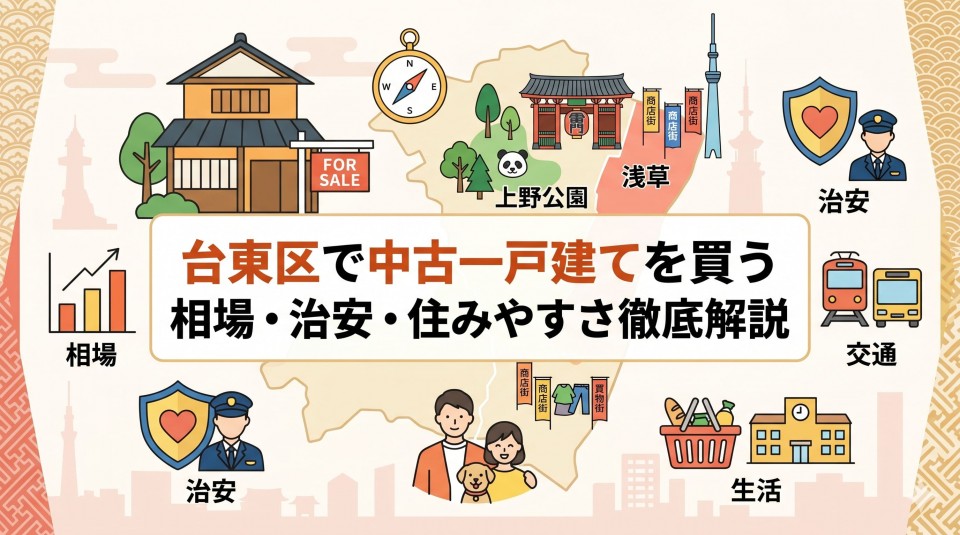 台東区で中古一戸建てを買う｜相場・治安・住みやすさ徹底解説のイメージ画像
