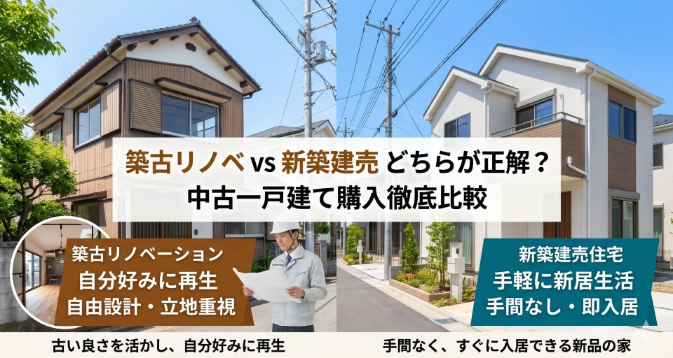 築古リノベvs新築建売｜中古一戸建て購入でどちらが正解か徹底比較のイメージ画像
